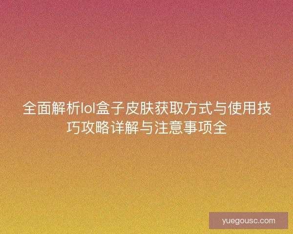全面解析lol盒子皮肤获取方式与使用技巧攻略详解与注意事项全 全面解析lol盒子皮肤获取方式与使用技巧攻略详解与注意事项全