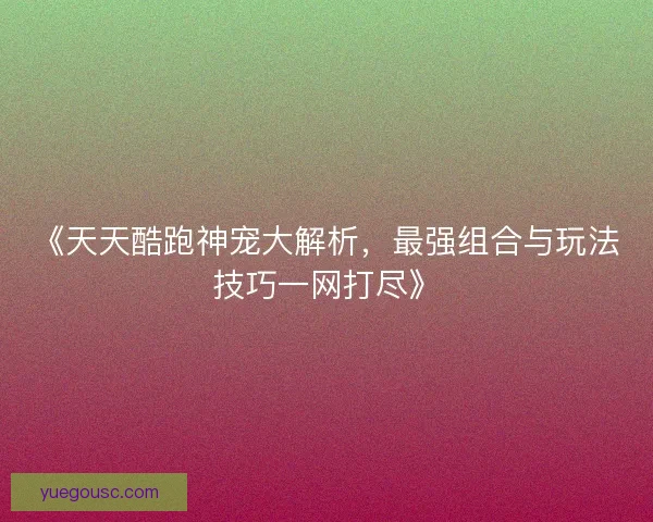 《天天酷跑神宠大解析，最强组合与玩法技巧一网打尽》